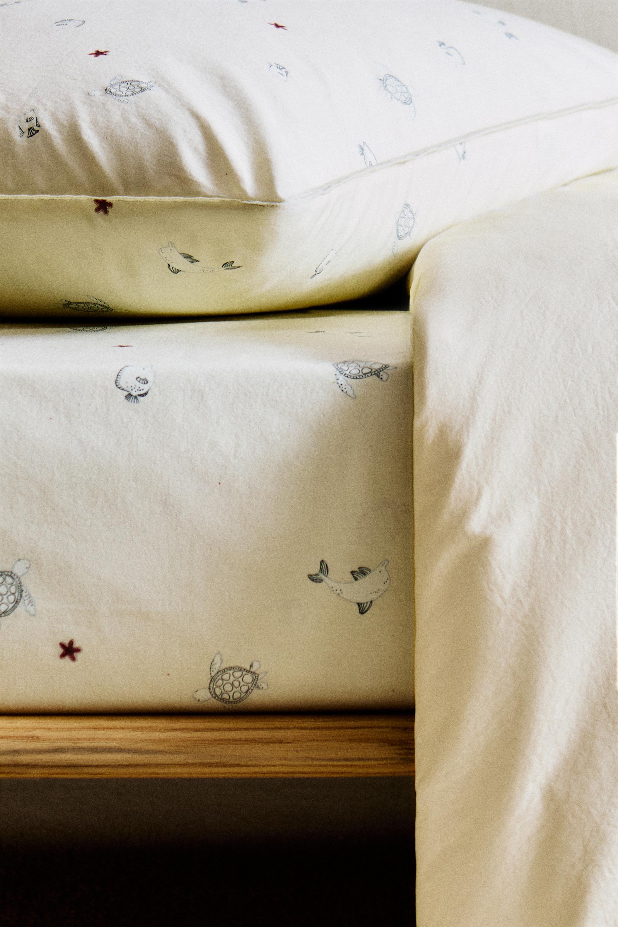 DRAP-HOUSSE ENFANT IMPRIMÉ MARIN